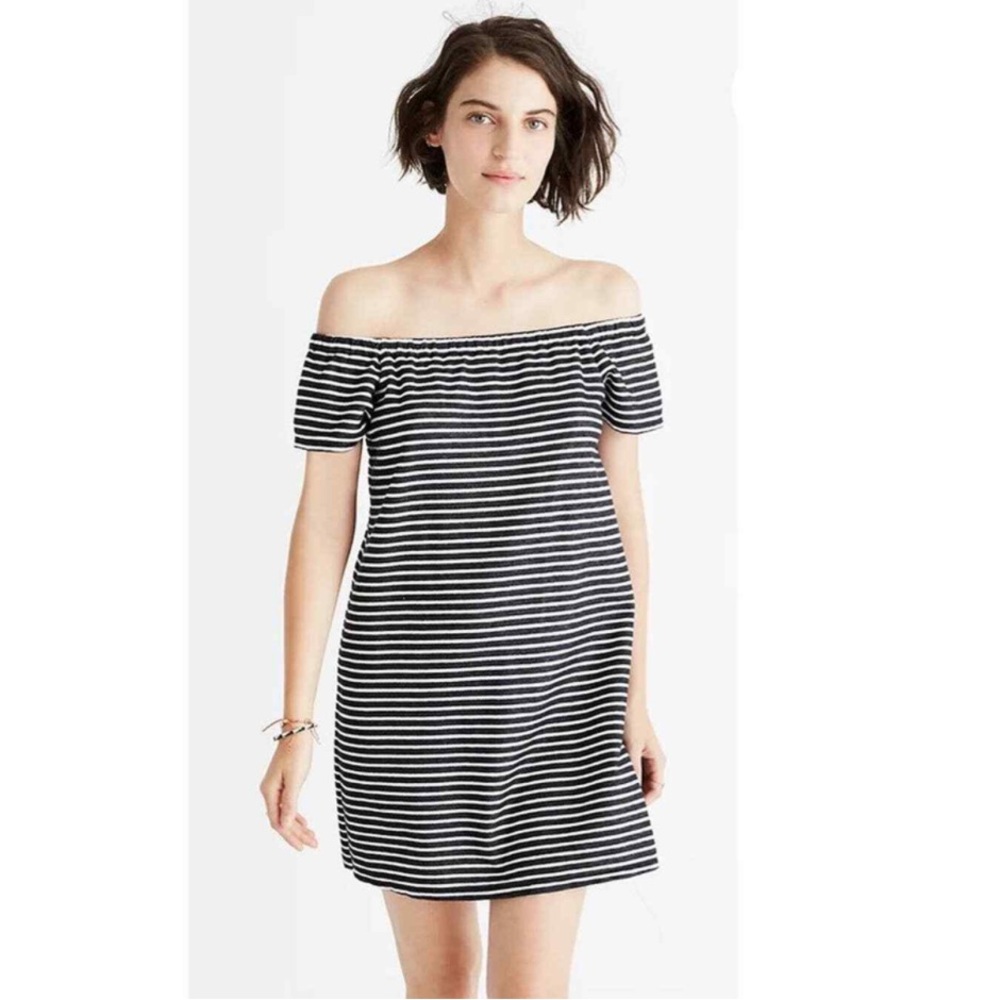 Madewell Striped Melody Off-the-Shoulder Dress size Extra Small XS